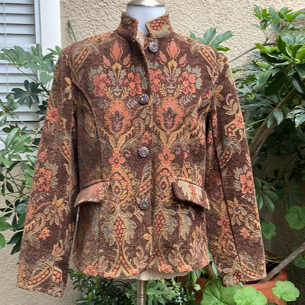 Vintage multicolored Flashback viscous/cotton blend jacket with pockets